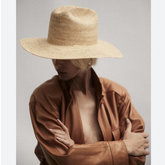 NEW Janessa Leone Chandler Raffia Straw Western Hat in Natural - Picture 9 of 9